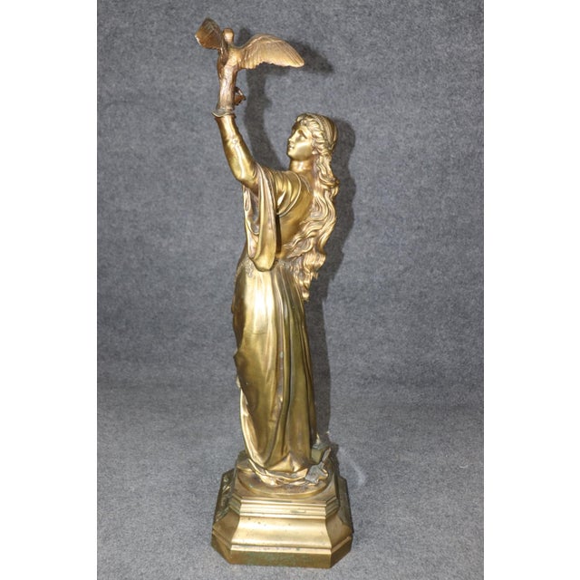 Late 19th Century Signed Ferville-Suan French Bronze of Lady & Hawk For Sale - Image 5 of 9