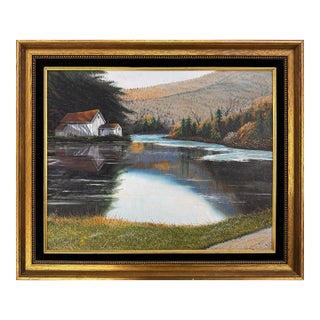 Thomas Kerry, Lakeside Reflection, Original Painting on Board, Signed, 20 X 24 In. Framed For Sale