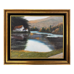 Thomas Kerry, Lakeside Reflection, Original Painting on Board, Signed, 20 X 24 In. Framed