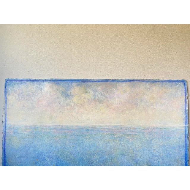 "Mid Day" is a unique abstract landscape, acrylic painting with water soluble crayon on paper by Elwood Howell. Artist...