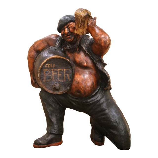 Mid-Century English Painted Composition Beer Drinker Tavern Sculpture For Sale
