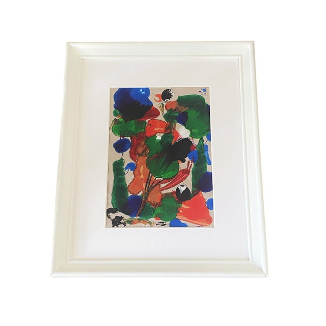 Acrylic & Embroidery Abstract on Paper Framed "Fleurs De L'Automne" by Yjr For Sale - Image 4 of 5