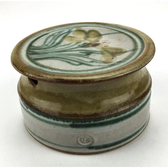 1990s Vintage Hand Thrown Stoneware Salt Cellar Sugar Bowl For Sale - Image 5 of 12