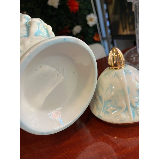 Contemporary 1970s Hint of Blue Venetian Style Ceramic Jar For Sale - Image 3 of 11