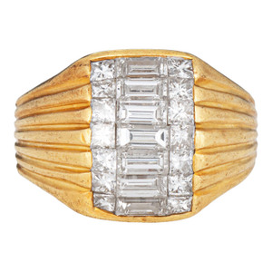 70s Diamond Dome Ring Sz 5 Wide Band Vintage 18k Yellow Gold Fine Jewelry