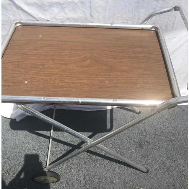 1950s Aluminum Folding Bar Cart For Sale - Image 4 of 8