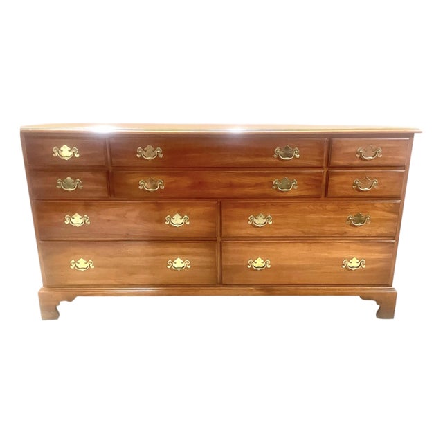 Vintage Henkel Harris Georgian 10 Drawer Low Dresser For Sale