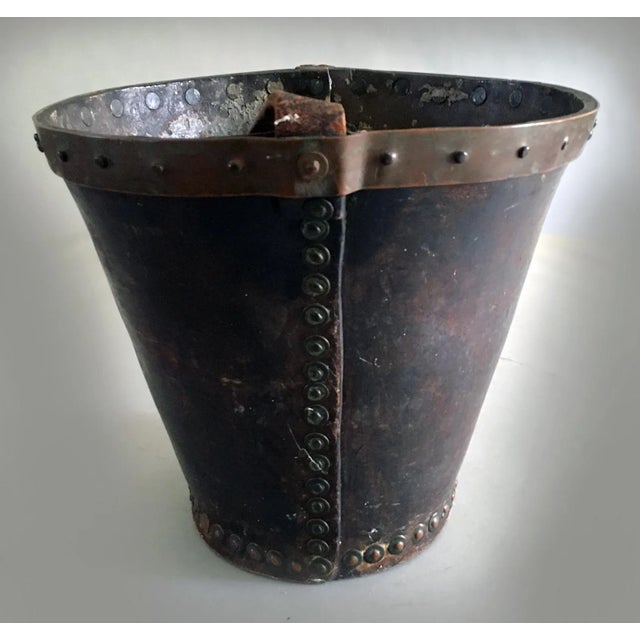English English Leather and Copper Fire Bucket For Sale - Image 3 of 8