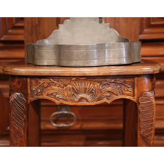 Late 18th Century 18th Century French Louis XV Pewter Lavabo on Carved Walnut Stand For Sale - Image 5 of 10