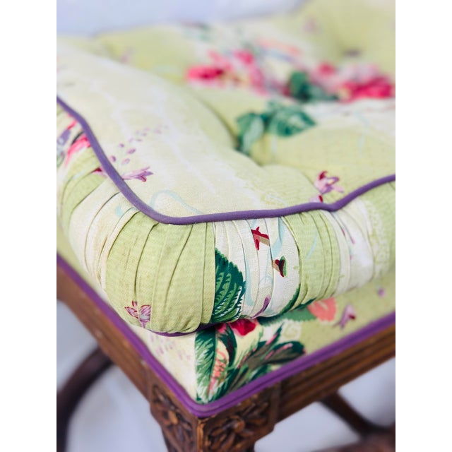 Vintage Floral Xbase Ottoman For Sale - Image 9 of 11