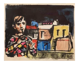 Miguel Angel Ibartz, The Flute, Lithograph, 1958