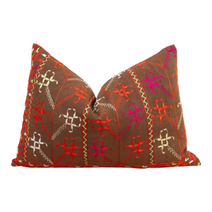 Sangrur Sunburst, Antique Phulkari Lumbar Pillow Cover