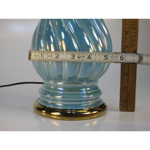 Mid 20th Century Mid 20th Century Neoclassical Fantasy, Sea Foam Blue, Porcelain Pale Blue Luster Table Lamp For Sale - Image 5 of 7