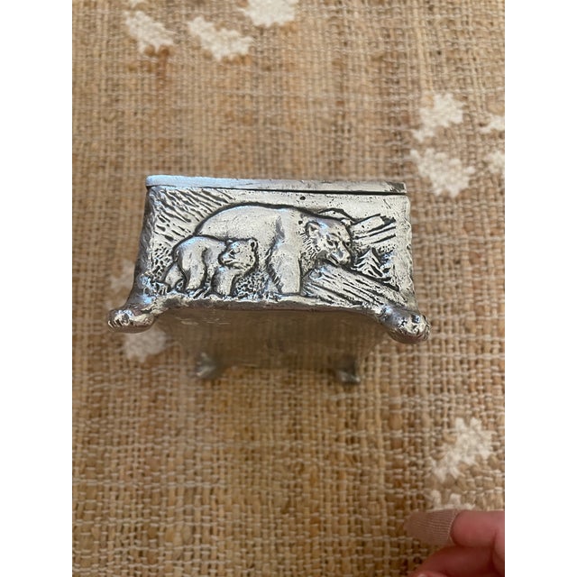 Arthur Court Vintage Sliver Tone Wilderness Bear Arthur Court Trinket Jewelry Box For Sale - Image 4 of 11