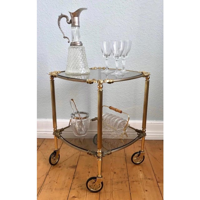 Metal Vintage Art Deco Italian Brass Serving Cart For Sale - Image 7 of 8