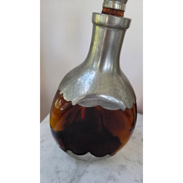 Mid 20th Century Royal Holland Daalderop Amber Glass and Pewter Decanter For Sale In New York - Image 6 of 18