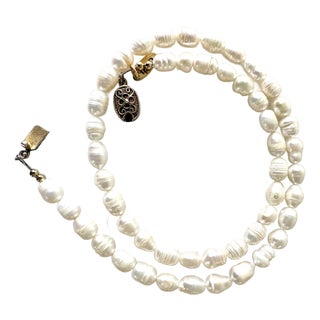 Vintage Freshwater, Pearl Necklace With Sterling Silver Clasp For Sale