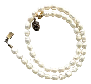 Vintage Freshwater, Pearl Necklace With Sterling Silver Clasp