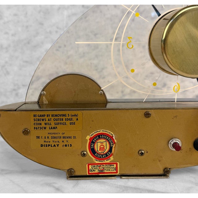 Mid-Century Atomic Gold & Lucite Mantle Sailboat Clock For Sale - Image 6 of 9