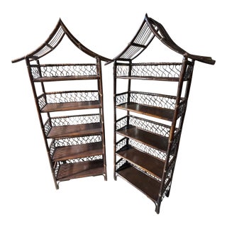 1970s Bamboo Pagoda Shelves - a Pair For Sale