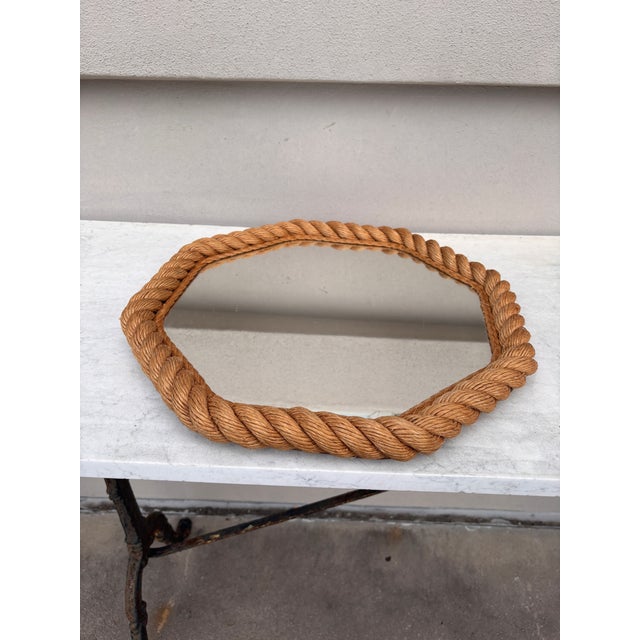 Mid-Century Modern Mid-Century Octogonal Rope Mirror Adrien Audoux & Frida Minet For Sale - Image 3 of 8