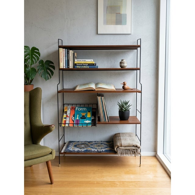 Black Mid-Century Modern Freestanding Swedish Bookcase, 1950s For Sale - Image 8 of 9