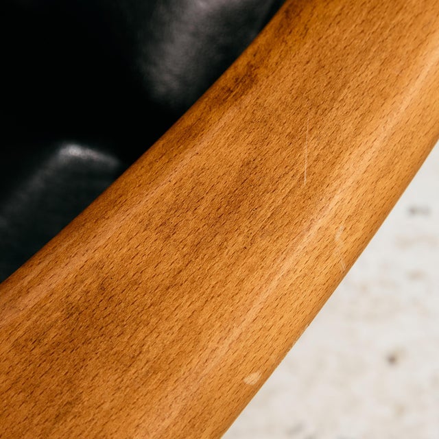 Lounge Chair in Beech with Leather Upholstery For Sale - Image 18 of 18