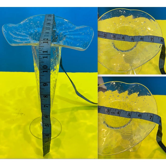 Mid-Century Murano Art Glass Bullicante Wavy Rim Trumpet Vase For Sale - Image 11 of 12