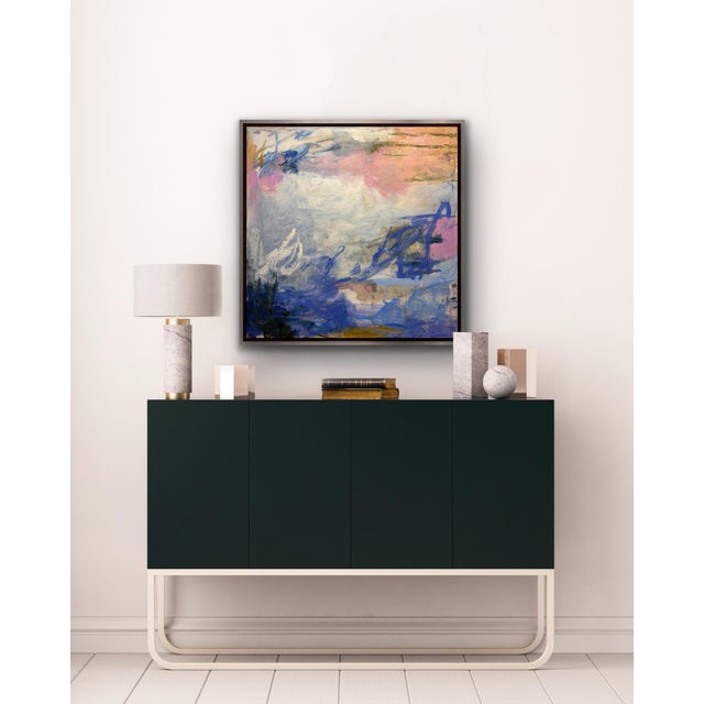 Abstract Some Skies Are Blue an Original 40x40 Abstract Painting by Michelle Heimann. For Sale - Image 3 of 4