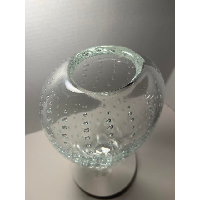 Italian Vintage Murano Italy Hand Blown Art Glass Controlled Bubbles Vase 15” For Sale - Image 3 of 6