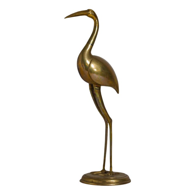 Mid-Century Brass Heron Sculpture, Belgium, 1960s For Sale