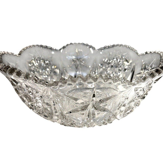Early 20th Century Antique McKee Yutec Clear Eapg Flared Glass Punch Bowl Starburst For Sale - Image 5 of 6