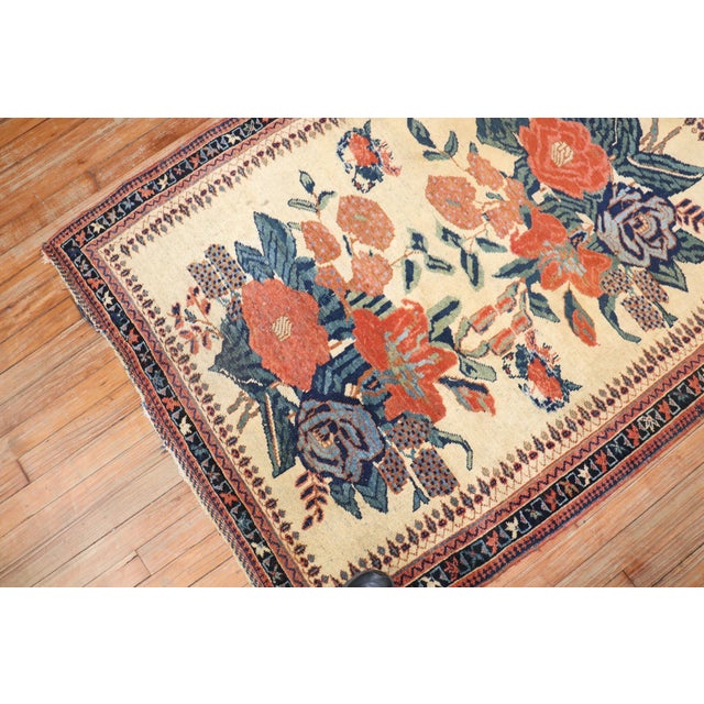 Early 20th Century Early 20th Century Zabihi Collection Floral Square Persian Afshar Rug - 3'9" x 4'10" For Sale - Image 5 of 9