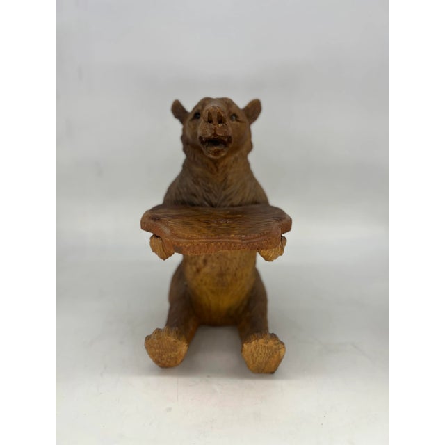 Early 20th Century Antique Black Forest Carved Bear Form Table Top "Butler" Display For Sale - Image 5 of 8