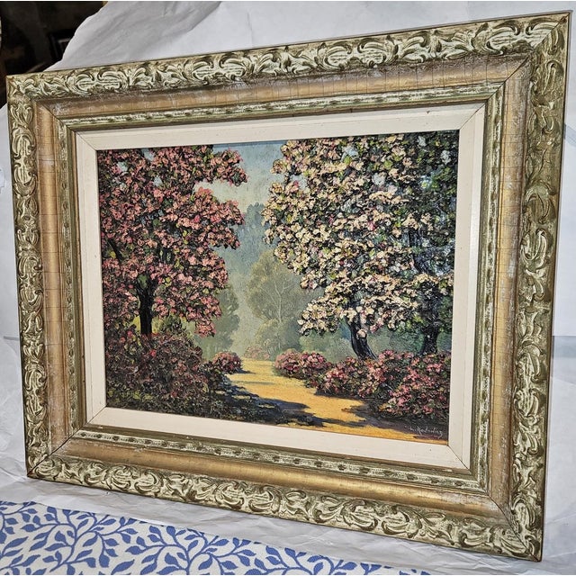 We love the 3-D depth of the works by listed Polish fine artist, Leonard Rodowicz, this one named "Forest Path',...