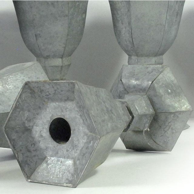 Gray Decorative Metal Table Candlesticks, 1960s, Set of 8 For Sale - Image 8 of 15