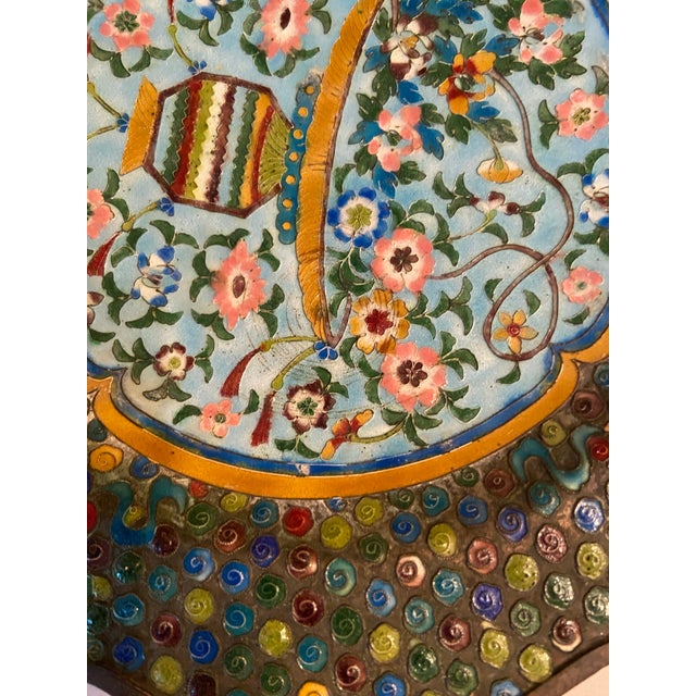 Pair of Early 20th Century Chinese Cloisonné Enamel Plates For Sale - Image 4 of 12