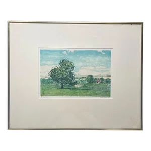 Allan Marsh Landscape Watercolor Monotype Painting - Montgomery College Phillips