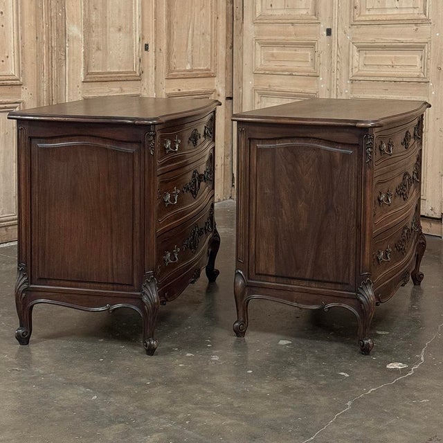Pair Antique French Louis XV Walnut Commodes ~ Chests of Drawers For Sale - Image 13 of 17