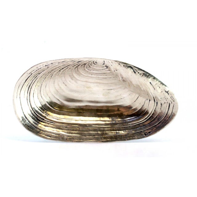 Mussel-Shaped Silver Bowl with Reliefs For Sale - Image 6 of 7