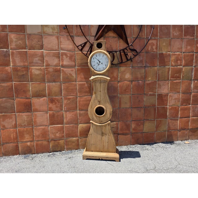Mid 19th Century Swedish Mora Clock Natural Wood Dated 1815 For Sale - Image 5 of 12