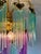 Gemstone 1980s One-of-a-Kind Hand-Painted Spanish Glass Rod Chandelier in Turquoise & Purple – 3 Lights For Sale - Image 7 of 16