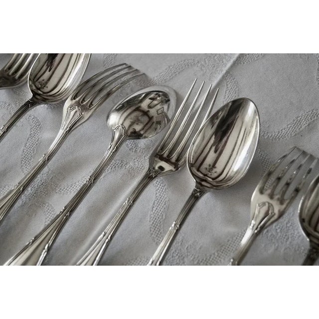 Vintage French Rubans Box Silver-Plated Dessert Cutlery from Christofle, 1960s, Set of 24 For Sale - Image 6 of 9