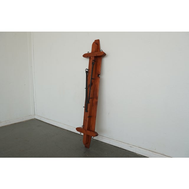 Rustic Vintage Rustic Wood & Iron Wall Pot Rack For Sale - Image 3 of 9