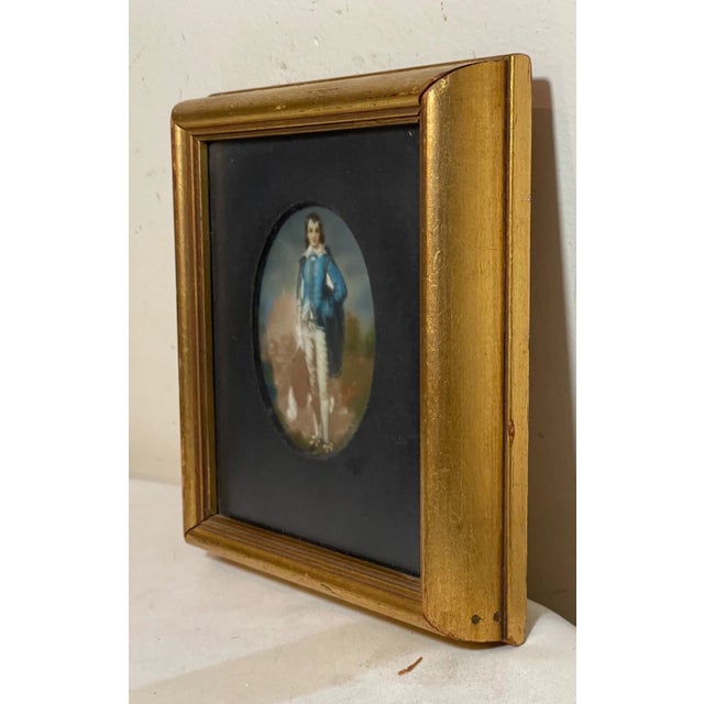 Antique 1800's Miniature Mini Original Painting Portrait the Blue Boy Original For Sale In New York - Image 6 of 10