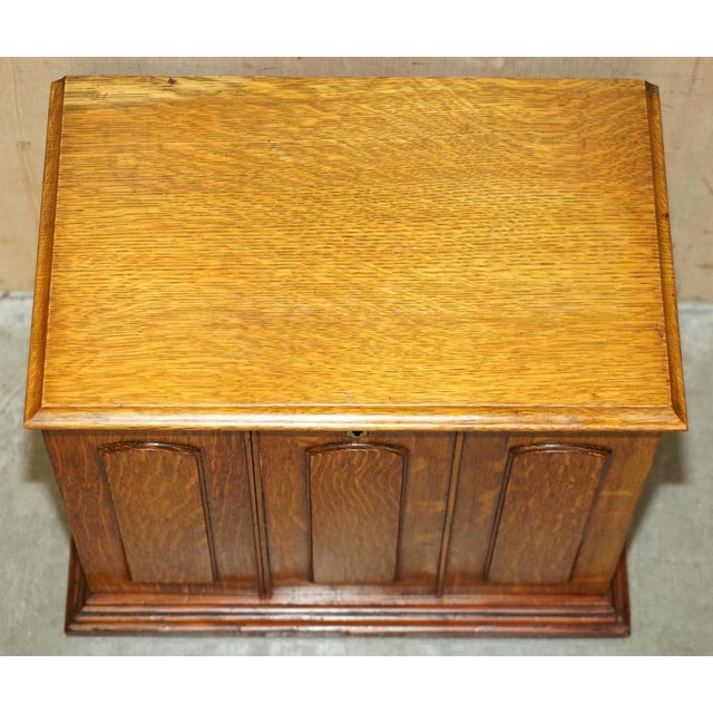 Antique Art Nouveau Stationery Writing Cabinet with Calendar & Key For Sale - Image 9 of 18