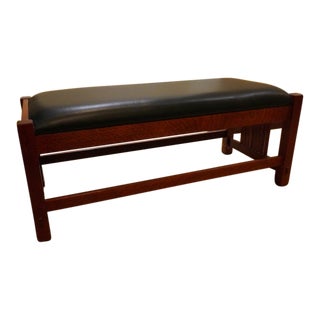 Vintage Stickley Wood Bench with Spindle Sides For Sale