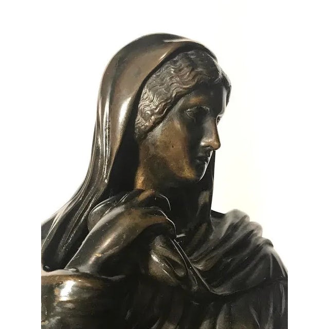 Metal Antique Classical Bronze Statue of a Woman For Sale - Image 7 of 9