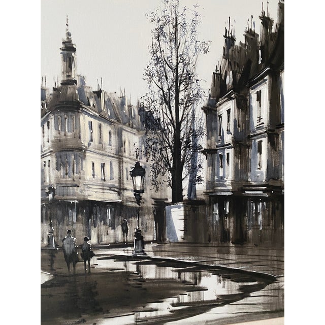 Gaston Pierre Oil on Canvas Paris Cityscape Painting Framed Mid 20th Century "Mint" Condition For Sale - Image 9 of 11