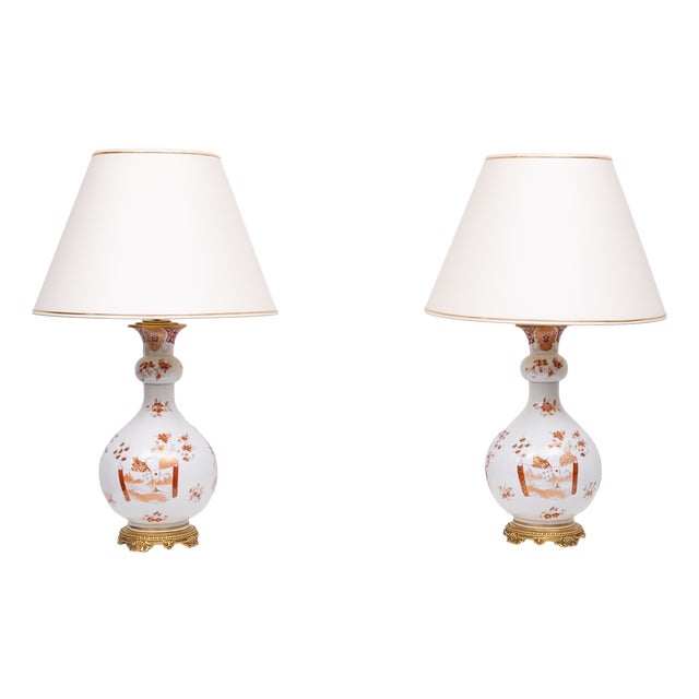 Large Hand Painted Chinoiserie Table Lamps, France, 1950s, Set of 2 For Sale